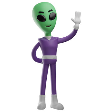 3D Alien Cartoon Illustration with charismatic expression