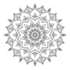 isolated outline mandala art therapy round decorative coloring book vector design element