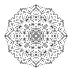 isolated outline mandala art therapy round decorative coloring book vector design element