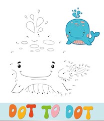 Dot to dot puzzle. Connect dots game. whale  illustration