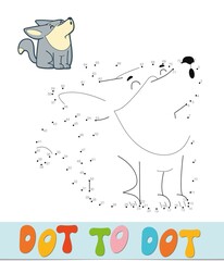 Dot to dot puzzle. Connect dots game. wolf  illustration