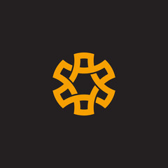 linked flat 3d triangle simple curves geometric logo vector