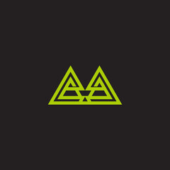 green mountain letter ma simple geometric linear logo vector