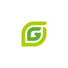 letter g geometric line leaf colorful logo vector
