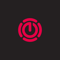 Fototapeta premium neon power button flat design geometric logo vector