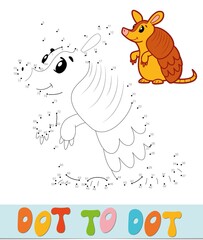 Dot to dot puzzle. Connect dots game. armadillo illustration