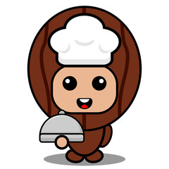 cartoon vector illustration of cute chef nutmeg spice mascot costume character