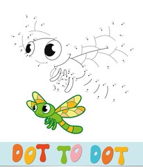 Dot to dot puzzle. Connect dots game. dragonfly illustration