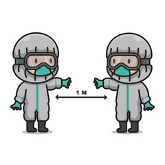 Social Distancing People Vector