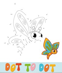 Dot to dot puzzle. Connect dots game. butterfly illustration