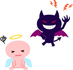 元気な悪魔と弱った天使のキャラクター