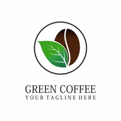 Green leaf and coffee bean image graphic icon logo design abstract concept vector stock. Can be used as a symbol related to nature or drink.