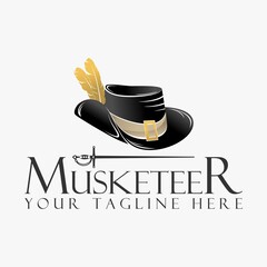 Musketeer hat with fur and sword image graphic icon logo design abstract concept vector stock. Can be used as a symbol related to cowboy.