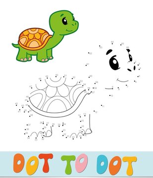 Dot to dot puzzle. Connect dots game. turtle illustration