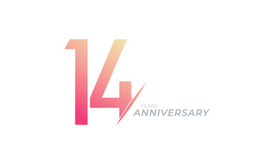 14 Year Anniversary Celebration Vector. Happy Anniversary Greeting Celebrates Template Design Illustration