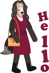 Afghan Hound with shopping bags