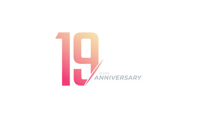 19 Year Anniversary Celebration Vector. Happy Anniversary Greeting Celebrates Template Design Illustration