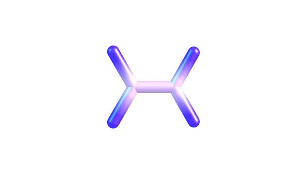 Tetrafluoroethylene molecule rotating video Full HD