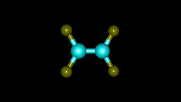 Tetrafluoroethylene molecule rotating video Full HD