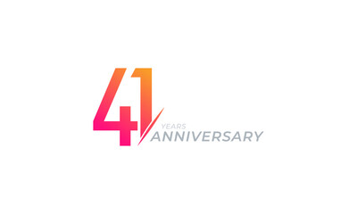 41 Year Anniversary Celebration Vector. Happy Anniversary Greeting Celebrates Template Design Illustration - obrazy, fototapety, plakaty