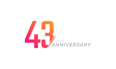 43 Year Anniversary Celebration Vector. Happy Anniversary Greeting Celebrates Template Design Illustration