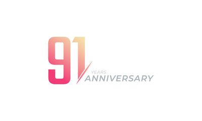91 Year Anniversary Celebration Vector. Happy Anniversary Greeting Celebrates Template Design Illustration