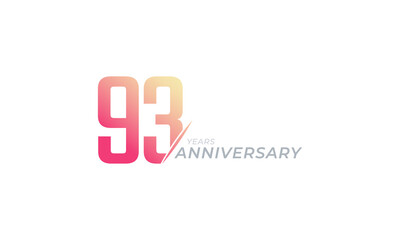 93 Year Anniversary Celebration Vector. Happy Anniversary Greeting Celebrates Template Design Illustration