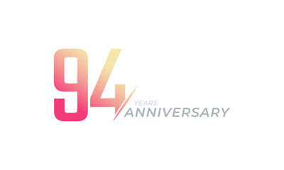 94 Year Anniversary Celebration Vector. Happy Anniversary Greeting Celebrates Template Design Illustration