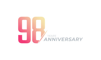 98 Year Anniversary Celebration Vector. Happy Anniversary Greeting Celebrates Template Design Illustration