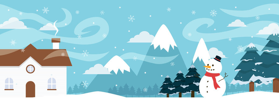 Winter landscape with fir trees and snow. Christmas background. For design flyer, banner, poster, invitation © SyahCreation