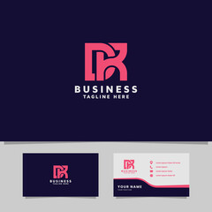 Simple and Minimalist Bright Pink Geometric Overlapping Letter DR Monogram Initial Logo