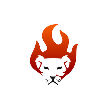 Lion Flame Fire Illustration Emblem Mascot Isolated