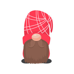 Christmas gnome. A little gnome wearing a red woolen hat. celebrate on christmas