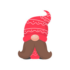Christmas gnome. A little gnome wearing a red woolen hat. celebrate on christmas