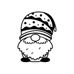 Line art Christmas gnomes design for coloring book isolated on a white background