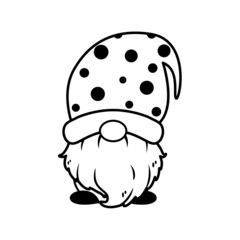 Line art Christmas gnomes design for coloring book isolated on a white background