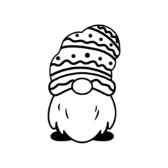 Line art Christmas gnomes design for coloring book isolated on a white background