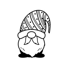 Line art Christmas gnomes design for coloring book isolated on a white background