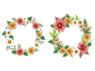 Romantic flower bouquet invitation or greeting card for wedding decoration, Valentine's Day, sales and other events with little white field wild botanical blooming template