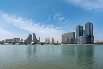The beautiful coastline architectural landscape of Rizhao, China