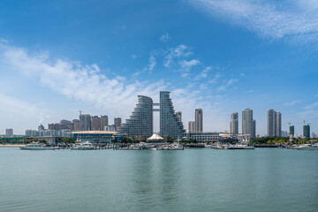 Fototapeta premium The beautiful coastline architectural landscape of Rizhao, China