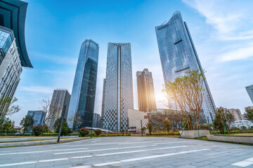 Fuzhou city square and modern buildings