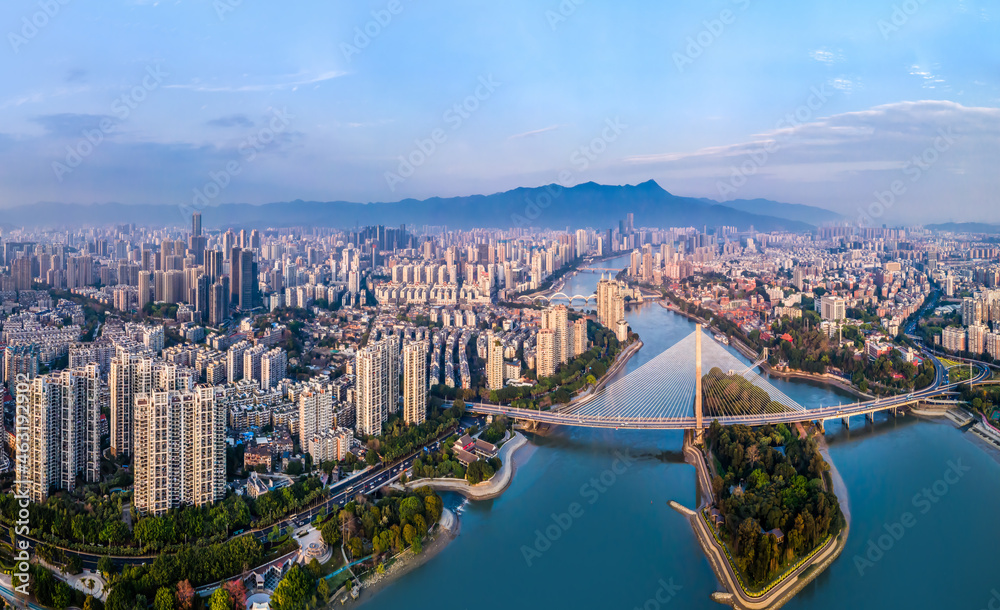 Poster Cityscape of Fuzhou City, Fujian Province, China