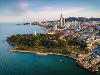 Aerial photography of the architectural landscape of Yantai City
