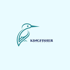 Kingfisher bird logo outline vector design. Modern creative design
