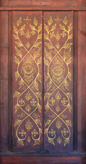 Thai style wooden window on wood wall background