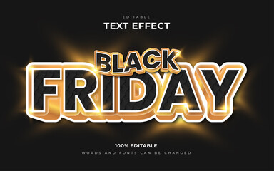 Naklejka na ściany i meble Black friday 3d gold editable text effects style
