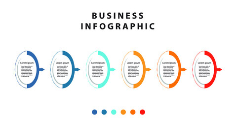 Presentation business infographic template with 6 options. Vector illustration.