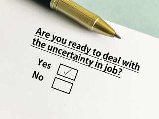 Fototapeta premium Questionnaire about uncertainties