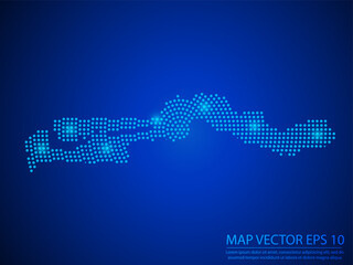 Abstract image Gambia map from point blue and glowing stars on Blue background.Vector illustration eps 10.